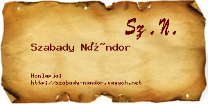 Szabady Nándor névjegykártya